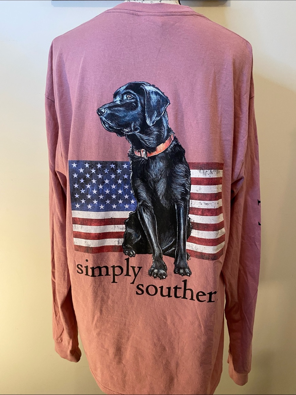 Simply Southern Dusty Rose Long Sleeve Crewneck Black Labrador retriever T-shirt